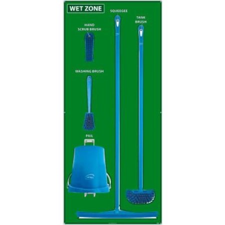 NATIONAL MARKER CO National Marker Wet Zone Shadow Board Combo Kit, Green/White, 68 X 30, Aluminum - SBK117AL